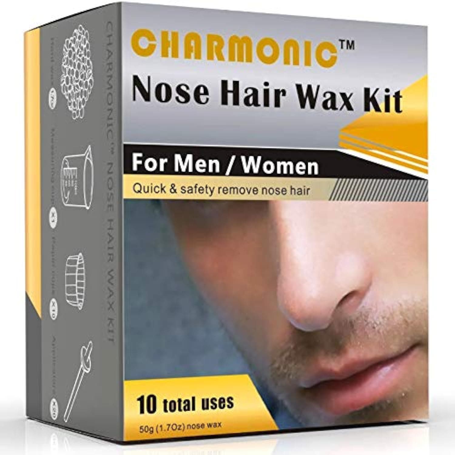 Nose Wax Kit for Men and Women, Nose Hair Removal Wax for Charmonic (50 grams / 10 times usage count)