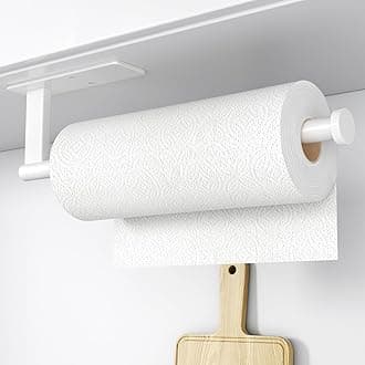 Paper Towel Holder Under Cabinet - Self-Adhesive or Drilling, Kitchen Roll Holder Wall Mounted, Towel Rack for Organization and Storage, Stainless Steel Kitchen Paper Roll Holder