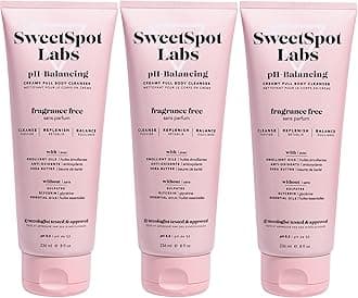 SweetSpot Labs pH Balanced Wash for Sensitive Skin, Sulfate Free, Clean, Gynecologist Tested & Approved, Unscented Body Wash, 8 oz (Pack of 3)