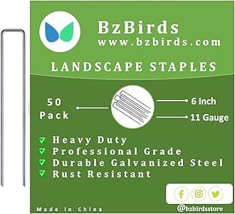 USA Made 50 Pack Landscape Staples 6 inch 11 Gauge Garden Stakes Galvanized SOD Pins Lawn Stakes for Weed Barrier Stakes | Landscaping Stakes for Holding Fence Lawn Decorations