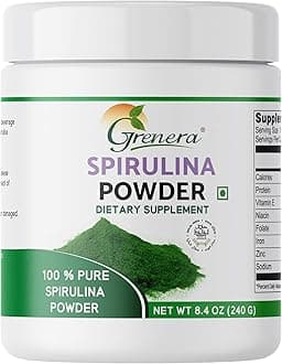 Grenera Spirulina Powder 240 gram, Naturally grown, Vegan, Rich in Protein