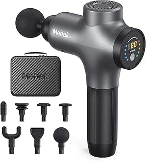 Mebak 3 Massage Gun Deep Tissue Percussion Muscle Massager Gun Handheld Electric Back Neck Massager for Body Athlete Pain Relief Super Quiet Portable Sport Massager with Brushless Motor 7 Head 5 Speed