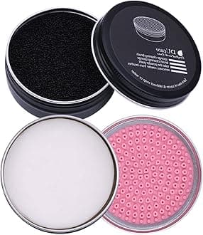 2Pcs Makeup Brush Cleaner Set - Solid Cleaning Soap & Color Removal Sponge, Coconut Scented, Cruelty-Free, Travel-Friendly Make up Brush Cleaner Kit for Quick Removes Shadow Color & Deep Clean