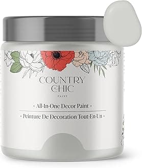 Country Chic All-in-One Chalk Paint for Furniture, Cabinets, Home Decor, Eco-Friendly, Matte Finish, Built-In Primer & Top Coat for Wood, Metal - Lazy Linen (Light Grey) - Pint 16 oz (475 ml)