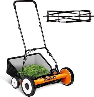 20-Inch 5-Blade Push Reel Lawn Mower, Cordless Manual Reel Lawn Mower Walk-Behind Steel Lawn Mowers with Removable 11.8-Gallon Grass Catcher, Sponge Grip, 9-Position Cutting Height Adjustment