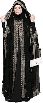 BURAQUE DESIGNERNida fabric Free Size Muslim Burqa/Abaya & Burkha Dress for Muslim women and Girl's (F01-Burkha)