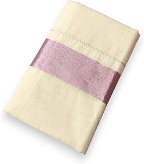 TEXATIONWomen's Kerala Kasavu Plain Cotton Saree With Running Blouse Piece (100% Cotton) (Saree 5.5 meter, Blouse 0.8 meter)