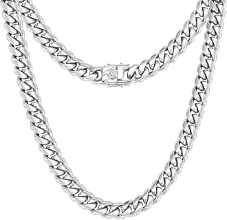 CaptainSteeLMiami Cuban Link Chain Necklace for Men/Women,316L Stainless Steel/Gold Plated 12MM Width 18"/20"/22"/24" Length,Thick Chain for men Hip Hop Jewelry with Gift Box