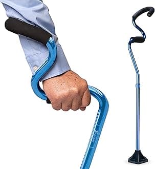 Comfort Cane + Self Standing Lightweight Adjustable Walking Cane for Men & Women + Ergonomic Forearm Grip Stabilizes Wrist & Provides Extra Support & Stability