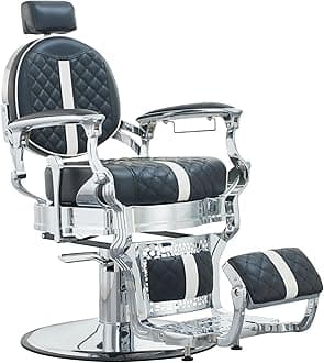 Antlu Barber Chair Hair Stylist, Vintage Salon Chair Heavy Duty 700lbs Hair Styling Chairs for Barbershop Beauty Tattoo Massage (Black-White)