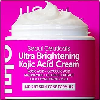 Korean Kojic Acid Cream Dark Spot Remover + Glycolic Acid + Niacinamide + Cica + HA Moisturizer - Cruelty Free K Beauty Skincare 2oz