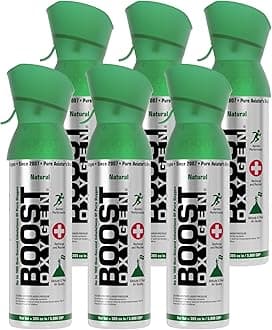 Boost Oxygen Medium Natural 5L Canister | Respiratory Support for Aerobic Recovery, Altitude, Performance & Health (6 Pack)