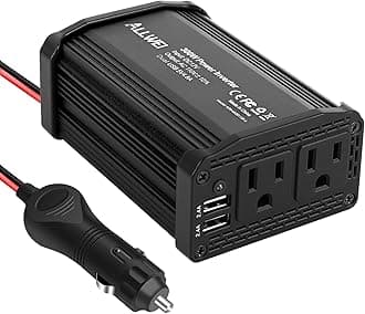 ALLWEI300W Car Power Inverter DC 12V to 110V AC Power inverters for Vehicles Converter with 4.8A Dual USB AC Car Charger Adapter (Black)