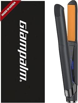 GLAMPALM GlamMuse 1" | All-Ceramic Flat Iron Infused with Vita-C, Salon Results with Less Heat Damage, Trusted by K-Pop Hair Stylists, Dual Voltage Hair Straightener, Silk Press | GP201T