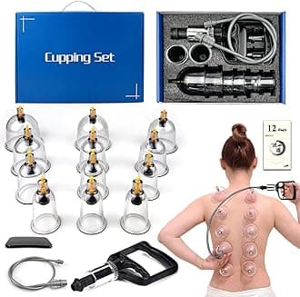 Cupping Therapy Set, 12 Cups with Pump, Professional Chinese Cupping Massage Kit