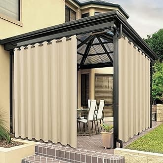BONZER Outdoor Curtains for Patio Waterproof Thick Privacy Extra Wide Grommet Sunlight Blocking Outside Curtains for Porch Pergola Gazebo Deck, 1 Panel, 150W x 95L inch, Cream