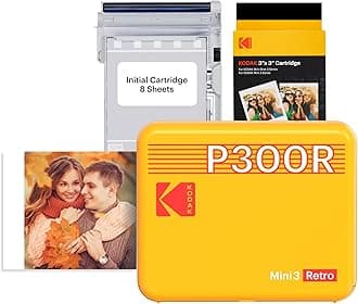 KODAK Mini 3 Retro 3x3'' Portable Photo Printer, 38 Sheets, Bluetooth Smartphone Printer for iPhone & Android, Instant Color Prints, 4PASS Dye Sublimation, Yellow