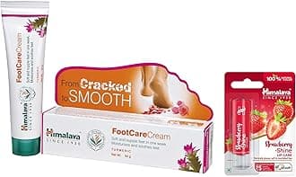 Himalaya Herbals Strawberry Shine Lip Care, 4.5g & Himalaya Wellness Foot Care Cream, 50gm | Moisturizes and Soothes Feet