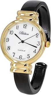 Blekon Original Mother of Pearl Cuff Bracelet Watch for Women with 31mm case Japanese Quartz Movement Metal hinged Bangle Style Cuff Wrist Watch for Ladies…