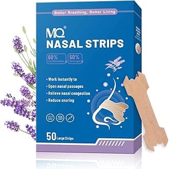 MQ 50ct Nasal Strips for Snoring Lavender Scent Nose Strips for Breathing Extra Strength Snore Strips to Open Nasal Passages, Relieve Nasal Congestion