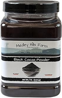 Medley Hills Farm Black Cocoa Powder 1 Lb. In Reusable Container - Great For Baking Dutch Processed Unsweetened