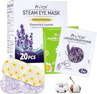 ProCIV 20 Packs Steam Eye Masks, Warming Eye Masks for Dark Circles, Disposable Self-heating Hot Eye Mask Soothing Headache, Dry Eyes, Heating Eye Mask for Stress Eye Fatigue Relief