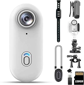 4K Mini Body Camera 128GB - Action Body Cam with Audio & Video- Thumb Hands Free Waterproof Recording Wearable Cameras - Pov Worn Portable Personal Camcorder - for Work Travel Pet Walk Swim