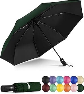 Yoobure Windproof Travel Umbrella - Automatic Umbrellas for Rain, Compact Folding Umbrella with UV Protection, Lightweight Portable Design for Backpack/Walking/Car, Sun & Storm Ready