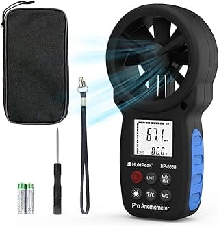 866B Digital Anemometer Handheld LCD Wind Speed Metre for Measuring Wind Speed, Temperature and Wind Chill with Backlight and Max/Min
