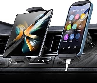 Z Fold Car Mount [360° Rotatable& Firmly Grip & Never Fall Off] Vent Tablet Mount for Car, iPad Mini Car Mount for Samsung Z Fold 7 6 5 4 3 iPhone 17 16 15 14 13 12 Pro Max Samsung S25 Ultra