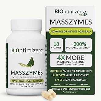 MassZymes - Complete Digestive Enzymes Supplement for Gut Health - Bloating Relief for Men and Women - Lipase Amylase Bromelain Digestive Enzymes (30 Capsules)