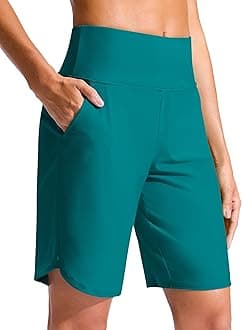 G Gradual Women's 9" Long Swim Board Shorts High Waisted Quick Dry Beach Swimming Shorts for Women with Pockets Liner