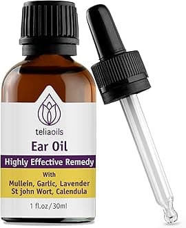 Teliaoils Natural Ear Drops Essential Oil with Garlic and Mullein - Herbal Ear Oil Remedy for Easy Earwax Removal, Discomfort & Ringing Relief - Natural Soothing, Deep Cleansing Properties - 1 oz.