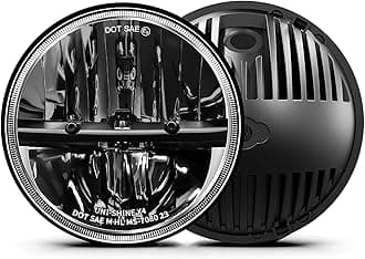 UNI-SHINE 2PCS 7-Inch LED Headlights - DOT Approved, Hi/Lo Beam, Compatible with Jeep Wrangler, Chevy, and Miata - Plug and Play