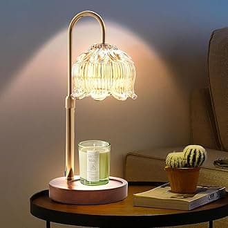 Geezo Fragrance Candle Warmer Lamp with 2 Bulbs Electric Candle Warmer with Timer & Dimmer for Home Decor