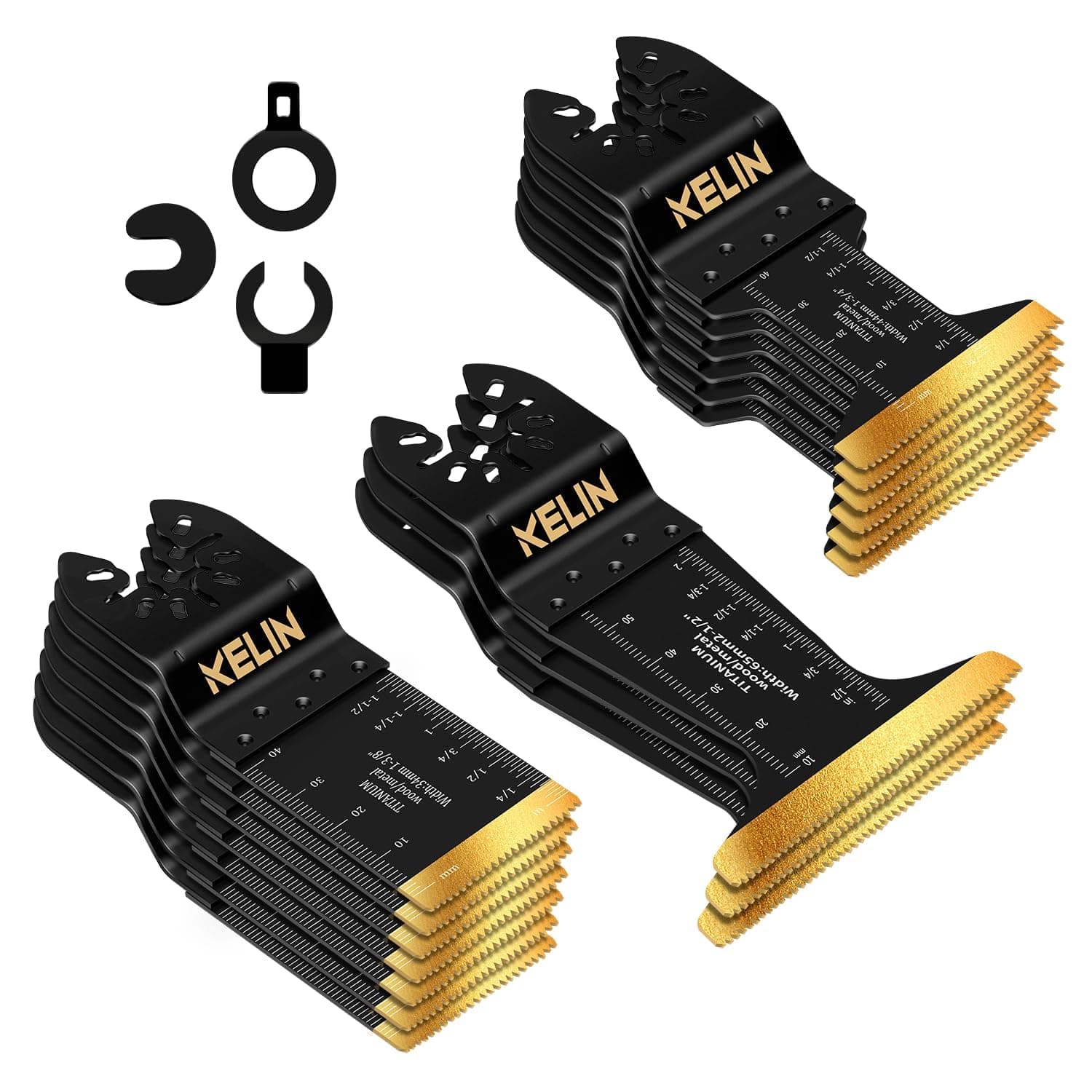 16pcs Titanium Oscillating Tool Blades, Universal Multitool Blades for Metal Wood Cutting, Oscillating Saw Blade for Metal Hard Material, Multi Tool Blades Kits for Milwaukee Dewalt Bosch Ryobi