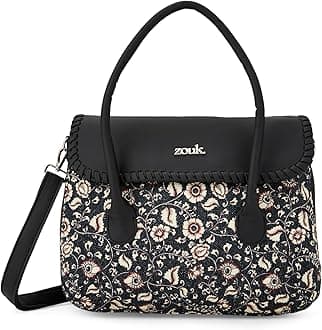 Printed Jute Handcrafted Vegan Leather Multicolor Women's Satchel Bag | Ladies Purse Handbag | Double Handle Detachable Strap