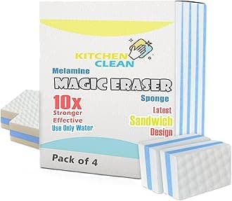 Magic Cleaning Sponge | Multipurpose Clean Sponge | Magic Eraser for Wall, Dash Boards, Switch Boards, Taps, Wall Stain Remover, Glass, Shoes, Sneakers Cleaning Sponge (Pack of 4)
