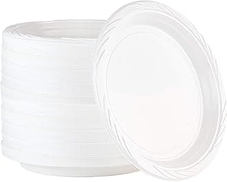 200 Count Disposable 10 Inch White Plastic Dinner Plates Extra Large