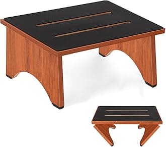 Step Stool Foldable, Wooden Step Stools with Non-Slip Rubber Feet, Collapsible One Step Stool for Adults Seniors, 450 LBS Portable Bed Steps for High Beds, Kitchen, Bedroom, Bathroom, RV, No Assemble