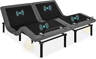 Best Choice ProductsErgonomic Split King Size Adjustable Bed Frame, Electric Base w/Wireless Remote Control, Nightlight, Massager, 2 USB Ports