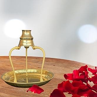 - Salvus APP SOLUTIONS Brass Plate Thali with Shivling Stand and Jal Abhishek Lota - Sacred Offering Set for Worship and Rituals (Golden_5x5 inch)_NO. 3