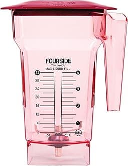 FourSide Jar (75 oz), Blender Jar, Commercial Grade, Hard Lid, BPA-Free, Red
