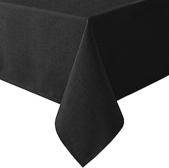 H.VERSAILTEX Linen Textured Table Cloths 54 x 70 Inch Premium Solid Tablecloth Spill-Proof Waterproof Table Cover for Dining Buffet Feature Extra Soft and Thick Fabric Wrinkle Free, Black