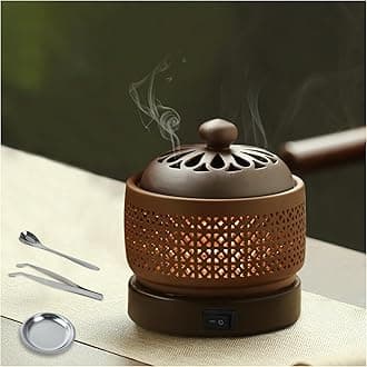 Ceramic Electric Incense Burner with LED Display, Resin Frankincense Burner, Timing Temperature Adjustment, Electronic Aroma Diffuser For Indoor Air Purification, Home Decoration, Meditation, Yoga
