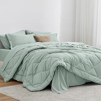 King Size Comforter Set Aqua, 7 Pieces King Bed in a Bag, All Season Bedding Sets with 1 Comforter, 1 Flat Sheet, 1 Fitted Sheet, 2 Pillowcase and 2 Pillow Sham