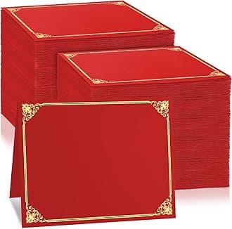 Oleitodh 150 Pcs Certificate Holders Bulk, Burgundy Diploma Covers Gold Foil Border, Document Covers for Letter Size 8.5x11 Award Certificates, Cardstock, Document Papers, Graduation