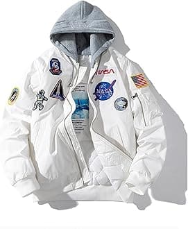 Casual jackets, Men Biker Bomber Jacket, NASA MA-1 Military Flight Jacket Light Air Force Moto Street Coat