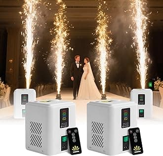 2 PCS, Pro Mini Cold Spark Machines - Wireless Portable Special Effects Generator for Weddings/Stages/Outdoor Events (White, Not Include 20 Packs Consumables)