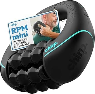 Chirp RPM Mini - Rolling Percussive Massager, Percussive Therapy, Whole Body Relief, Deep Tissue and Muscle Recovery, Percussion Massage, Rechargeable, Hands-Free Base, Powerful, 3-Speed Spin